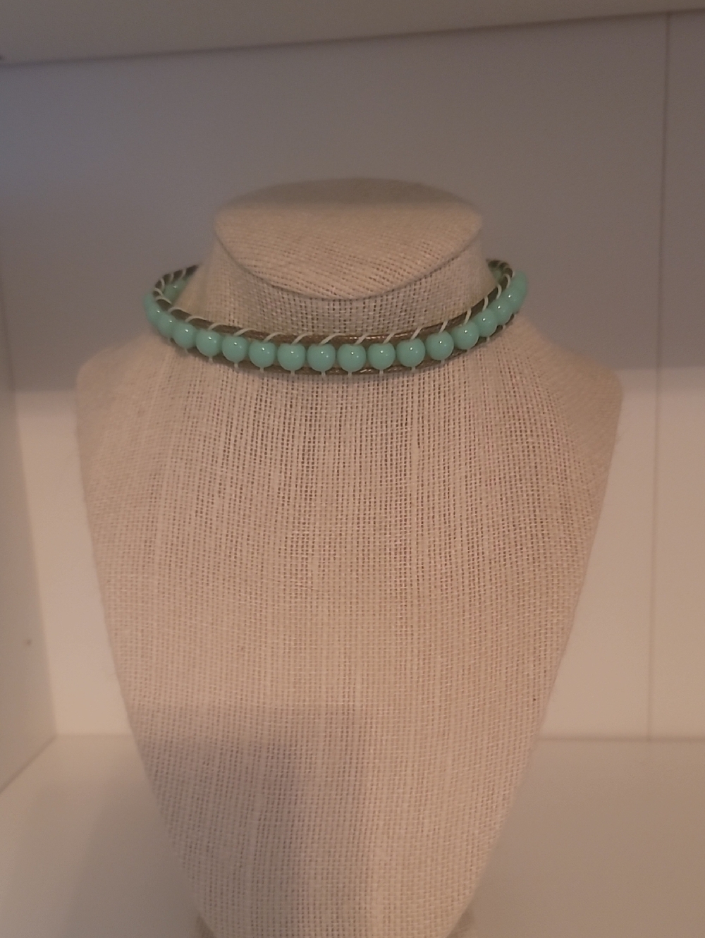 Amrita Singh Mint Beaded Choker with Metallic Braid